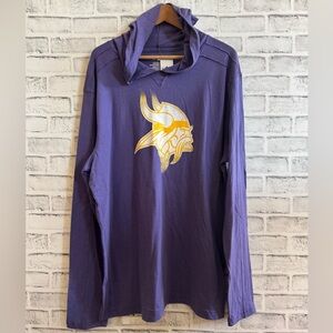 NWT! Men’s Minnesota Vikings NFL purple LS hooded lightweight shirt pullover 2XL